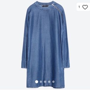 Zara Denim Dress with Zipper Detail - Medium